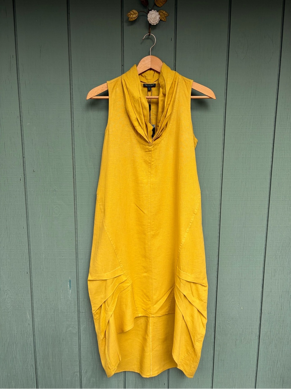 FORCYNTHIA Linen Blend Cowl Neck Midi Dress Size Medium NWT